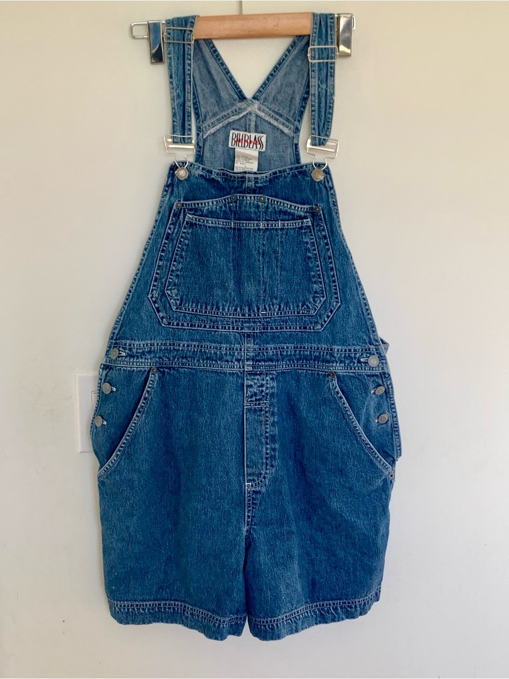 Vintage 90s Bill Blass Overalls Shortalls LG Denim Jean Carpenter Painter Cotton